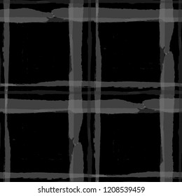 Plaid. Seamless Grunge Texture with Hand Painted Crossing Brush Strokes for Print, Upholstery, Textile. Rustic Check Texture. Vector Seamless Tartan. Scottish Ornament