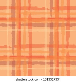 Plaid. Seamless Grunge Texture with Hand Painted Crossing Lines for Print, Upholstery, Cloth. Rustic Check Texture. Vector Seamless Plaid. Scottish Ornament