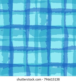 Plaid. Seamless Grunge Texture with Hand Painted Crossing Brush Strokes for Wallpaper, Linen, Cloth. Rustic Check Texture. Vector Seamless Kilt Texture. Scottish 
Ornament