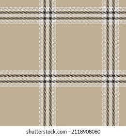 Plaid seamless pattern. Beige, gray geometric background checkered. Tartan cage abstract texture. Vector graphics printing on fabric, shirt, textile, curtain and tablecloth.