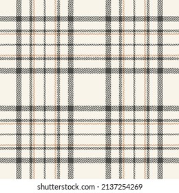 Plaid seamless pattern in black and white. Check fabric texture. Vector textile print design.