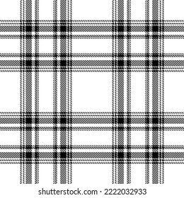 Plaid seamless pattern in black and white. Check fabric texture. Vector textile print design.