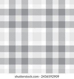 Plaid seamless pattern in black and white. Check fabric texture. Vector textile print design.