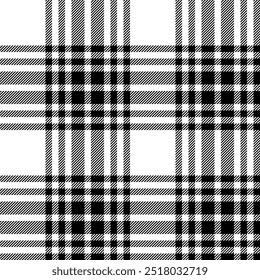 Patrón de cuadros sin fisuras en blanco y negro. Revisa la textura de la tela. Vector textil estampado.