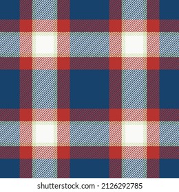 Plaid seamless pattern in blue. Check fabric texture. Vector textile print design.