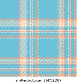 Plaid seamless pattern in blue. Check fabric texture. Vector textile print design.