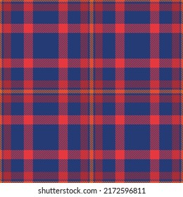 Plaid seamless pattern in blue. Check fabric texture. Vector textile print design.