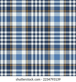Plaid seamless pattern in blue. Check fabric texture. Vector textile print design.