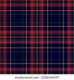 Plaid seamless pattern in blue. Check fabric texture. Vector textile print design.