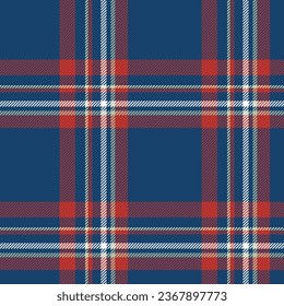 Plaid seamless pattern in blue. Check fabric texture. Vector textile print design.