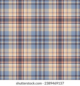 Plaid seamless pattern in blue. Check fabric texture. Vector textile print design.