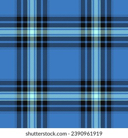 Plaid seamless pattern in blue. Check fabric texture. Vector textile print design.