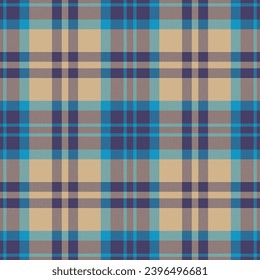 Plaid seamless pattern in blue. Check fabric texture. Vector textile print design.