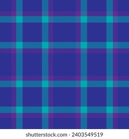 Plaid seamless pattern in blue. Check fabric texture. Vector textile print design.
