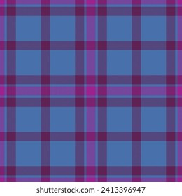 Plaid seamless pattern in blue. Check fabric texture. Vector textile print design.