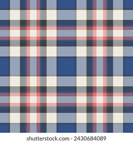 Patrón sin costuras a cuadros en azul. Compruebe la textura de la tela. Diseño de impresión textil vectorial.