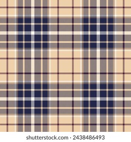 Plaid seamless pattern in blue. Check fabric texture. Vector textile print design.