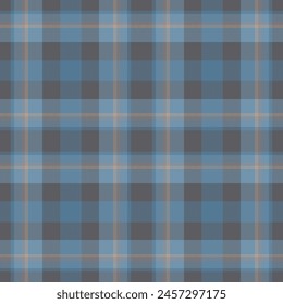 Plaid seamless pattern in blue. Check fabric texture. Vector textile print.