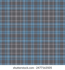 Plaid seamless pattern in blue. Check fabric texture. Vector textile print.