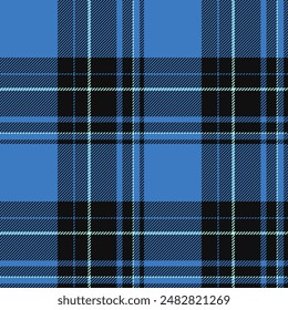 Plaid seamless pattern in blue. Check fabric texture. Vector textile print.