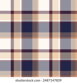 Plaid seamless pattern in blue. Check fabric texture. Vector textile print.