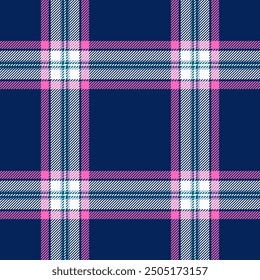 Plaid seamless pattern in blue. Check fabric texture. Vector textile print.