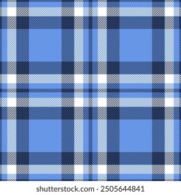Patrón de cuadros sin costuras en azul. Revisa la textura de la tela. Vector textil estampado.