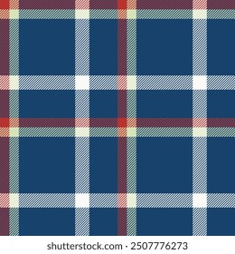 Plaid seamless pattern in blue. Check fabric texture. Vector textile print.