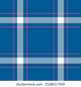 Patrón de cuadros sin costuras en azul. Revisa la textura de la tela. Vector textil estampado.