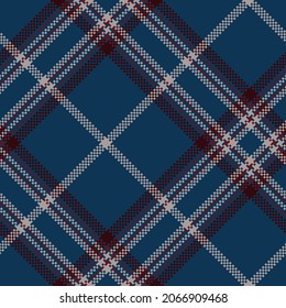 Plaid seamless pattern. Blue, gray symmetric background checkered. Tartan cage abstract texture. Vector graphics printing on fabric, shirt, textile, curtain and tablecloth.