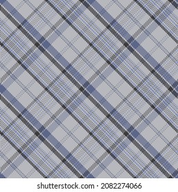 Plaid seamless pattern. Blue, gray background checkered. Tartan cage abstract texture. Vector graphics printing on fabric, shirt, textile, curtain and tablecloth.