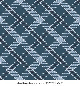 Patrón sin fisuras.  Azul, blanco, gris de fondo a cuadros. Moda abstracta en jaula texturizada. Impresión en tela, camisa, textil, cortina y mantel. Gráfico vectorial.