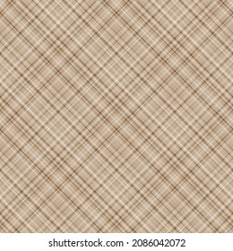 Geplantes nahtloses Muster. Braun, beiger Hintergrund, kariert. Abstrakte Textur mit diagonalen Streifen. Vektorgrafik-Druck auf Stoff, Hemd, Textil, Vorhang und Tischdecken.