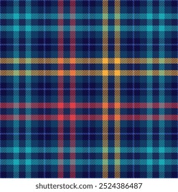 Padrão sem costura xadrez. Verifique a cor azul. Repetindo o design de verificações tartan. Repetida flanela de queda escocesa. Impressão em tecido de Madras. Reticulado de lã geométrica. Repita o abstrato ekose unisex. Ilustração vetorial