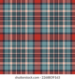 Plaid seamless pattern. Check fabric texture. Vector textile print design.