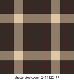 Plaid seamless pattern. Check fabric texture. Vector textile print.