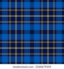 Plaid seamless pattern. Check line. Repeating tartan checks design. Repeated scottish stripe flannel. Scotland fabric prints. Gingham twill lattice. Repeat ekose weave plaids. Vector illustration