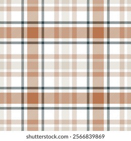 Plaid seamless pattern. Check line. Repeating tartan checks design. Repeated scottish stripe flannel. Scotland fabric prints. Gingham twill lattice. Repeat ekose weave plaids. Vector illustration