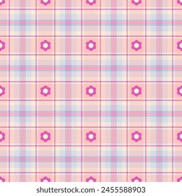 Plaid seamless pattern. Check pink color. Repeating tartan checks design. Repeated scottish fall flannel. Madras fabric prints. Neutral wool lattice. Repeat abstract ekose woven. Vector illustration