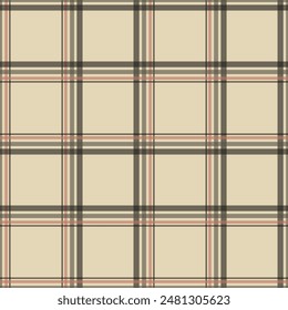 Plaid seamless pattern. Classic ornament wit squares of beige, brown colour. Vector 