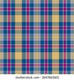 Plaid seamless pattern. Classic Tartan colored cage. Abstract texture. Fashion checkered background. Vector graphics printing on fabric, shirt, textile, curtain and tablecloth.