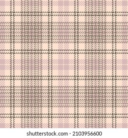 Plaid seamless pattern. Cream, pink, brown background checkered. Tartan cage abstract texture. Vector graphics printing on fabric, shirt, textile, curtain and tablecloth.