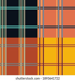 Diseño de patrones sin fisuras en 4 colores vintage. negro, rojo, amarillo y naranja