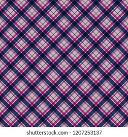 Plaid Seamless Pattern - Plaid design in colors of pink, magenta, purple, and navy blue
