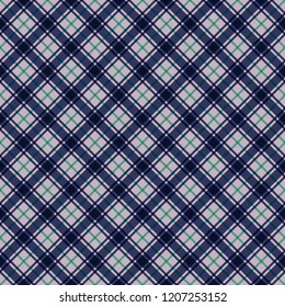 Plaid Seamless Pattern - Plaid design in colors of pink, aqua, and navy blue