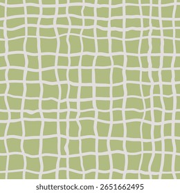 Plaid seamless pattern in doodle funny hand drawn style. Illustration with cartoon check pattern.