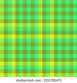Plaid seamless pattern. Fabric check background. Texture vector tartan textile in yellow and green colors.