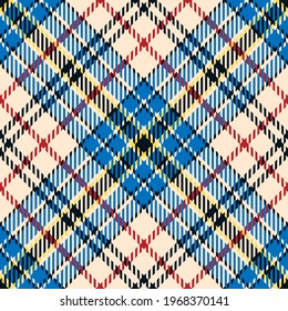 Plaid seamless pattern. Fashion checkered background. Color tartan classic cage. Abstract texture. Vector graphics printing on fabrics, shirts and textiles.