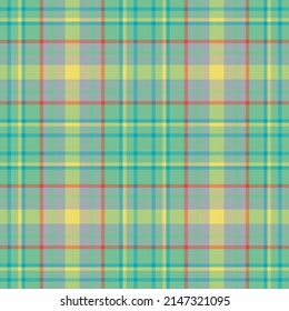 Plaid seamless pattern in green. Check fabric texture. Vector textile print design.