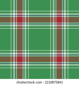 Plaid seamless pattern in green. Check fabric texture. Vector textile print design.
